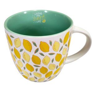 NEW Lemons Design Mug Green Inside - Living My Zest Life Holds 16 ounces